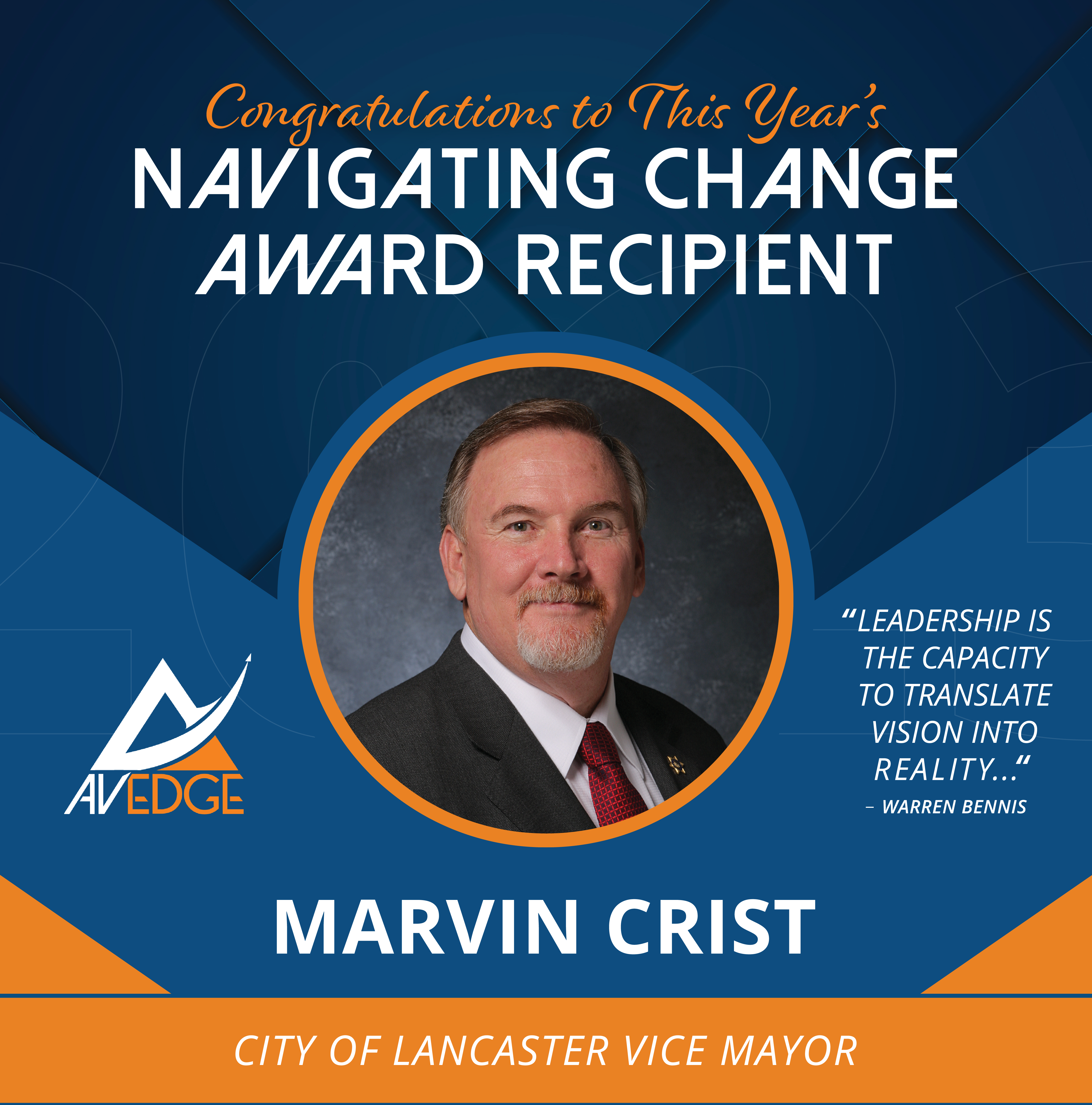 2023 AV EDGE Navigating Change Award recipient Marvin Crist